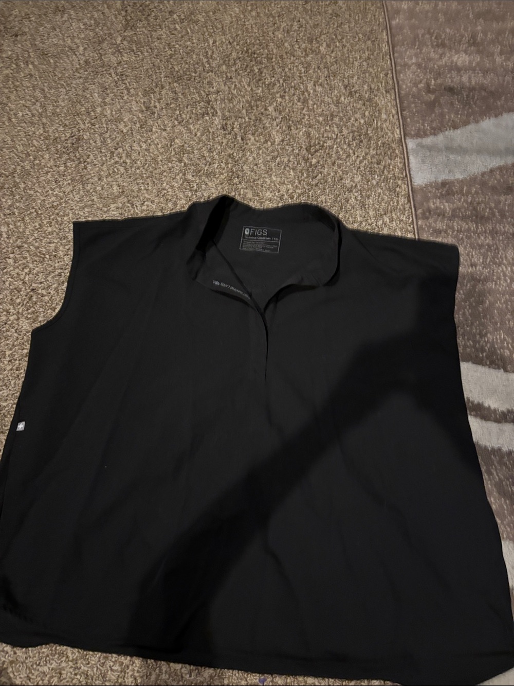 Figs Black Women's Sleeveless Polo Top